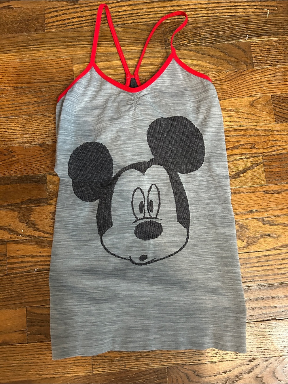 Disney Gray Tank Top with Black Mickey Face and Red Trim Size 6 (G)